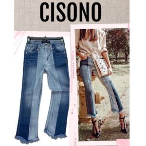 Ci Sono Women's Two-Tone Blue Flare Jeans Size 25